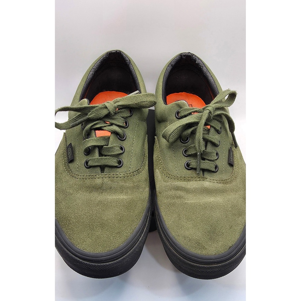 Vans Era Olive Green Suede Canvas Low Top Sneakers Mens 10 Black Sole Gum Waffle - Picture 2 of 8